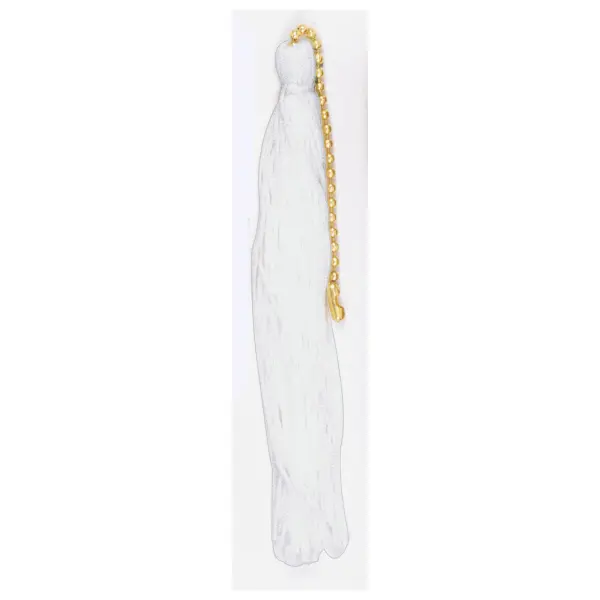Tassel - White - 5" Length - With Beaded Chain