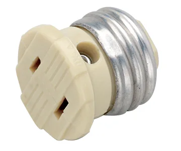 Polarized Socket Plug Adapter - Medium Base - 660W - 125V - Ivory Finish