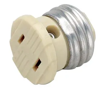 Polarized Socket Plug Adapter - Medium Base - 660W - 125V - Ivory Finish