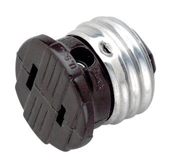 Polarized Socket Plug Adapter - Medium Base - 660W - 125V - Brown Finish