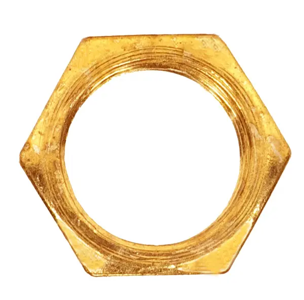 Steel Locknut - 1/4 IP - 11/16" Hexagon - 1/8" Thick - Brass Plated Finish