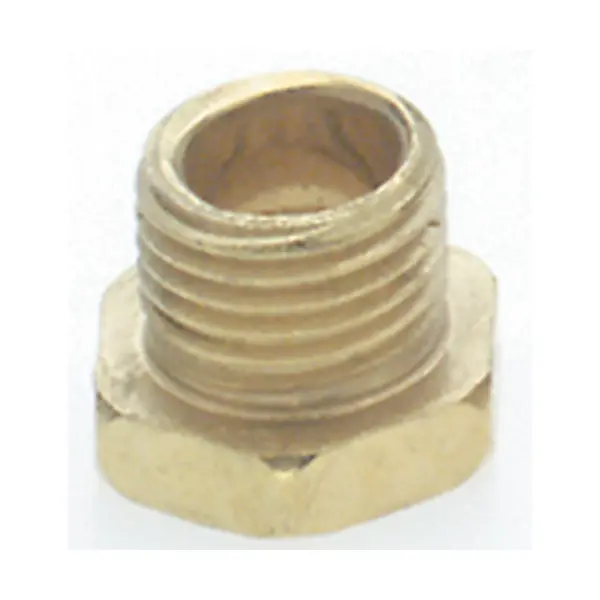 Steel Hexagon Head Nipple - Brass Plated - 1/8 IP - 1/4" x 3/8" Overall