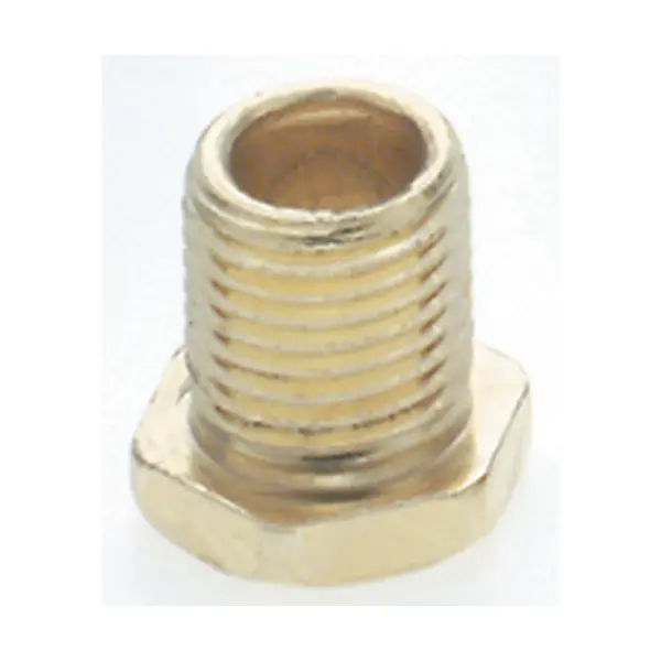 Steel Hexagon Head Nipple - Brass Plated - 1/8 IP - 3/8" x 1/2" Overall