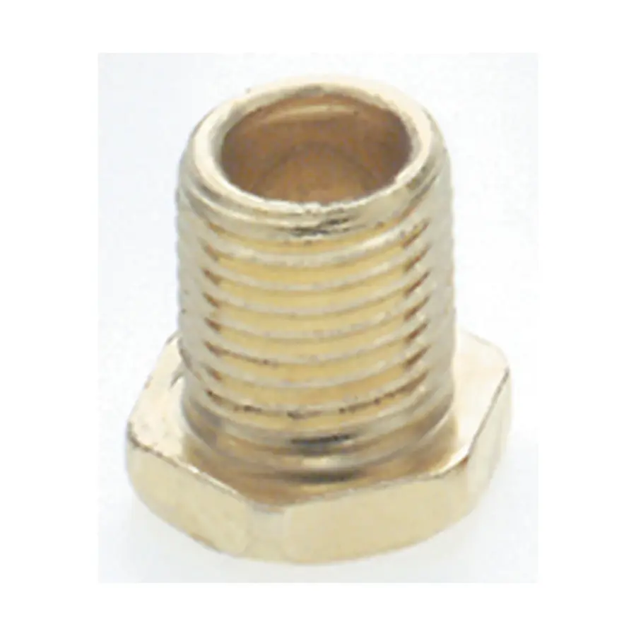 Steel Hexagon Head Nipple - Brass Plated - 1/8 IP - 3/8" x 1/2" Overall