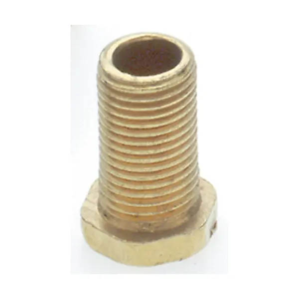 Steel Hexagon Head Nipple - Brass Plated - 1/8 IP - 5/8" x 3/4" Overall