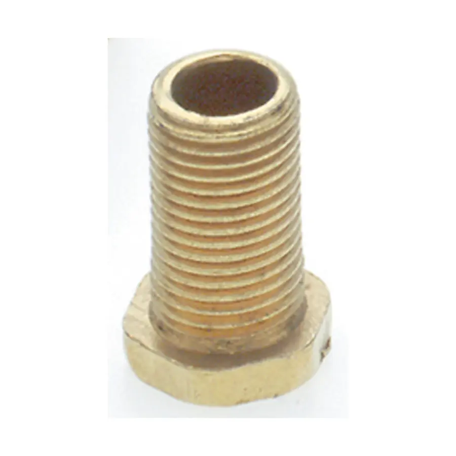 Steel Hexagon Head Nipple - Brass Plated - 1/8 IP - 5/8" x 3/4" Overall