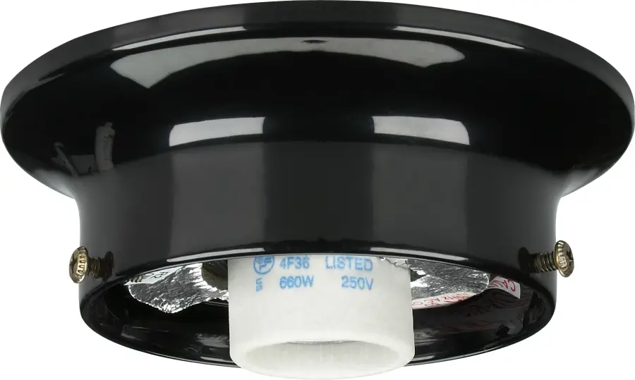 3-1/4" Wired Holder - Black Finish - Includes Hardware - 60W Max - Image 1