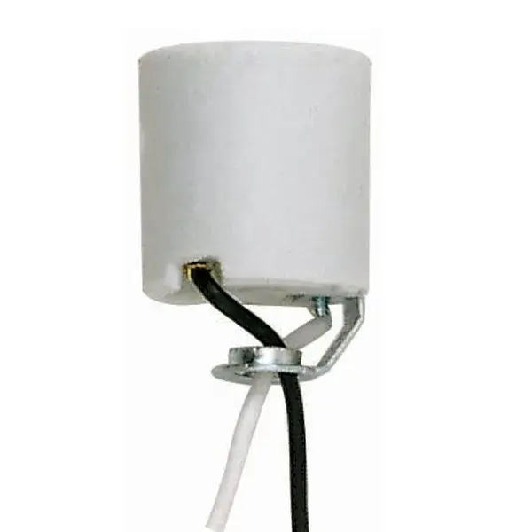 Keyless Porcelain Socket With Hickey - 24" Leads - Unglazed - 660W - 250V