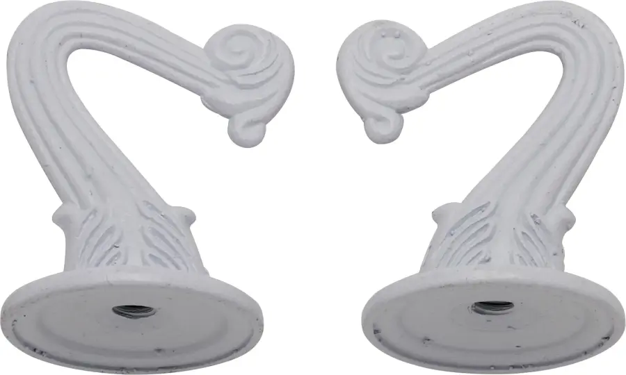 Die Cast Swag Hook Kit - White Finish - Kit Contains 2 Hooks With Hardware - 10lbs Max - Image 1
