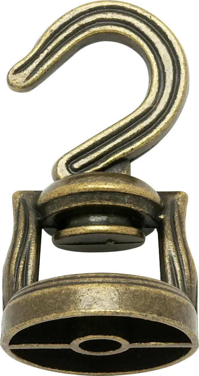 Die Cast Revolving Swivel Hooks - Antique Brass Finish - Kit Contains 1 Hook And Hardware - Image 1