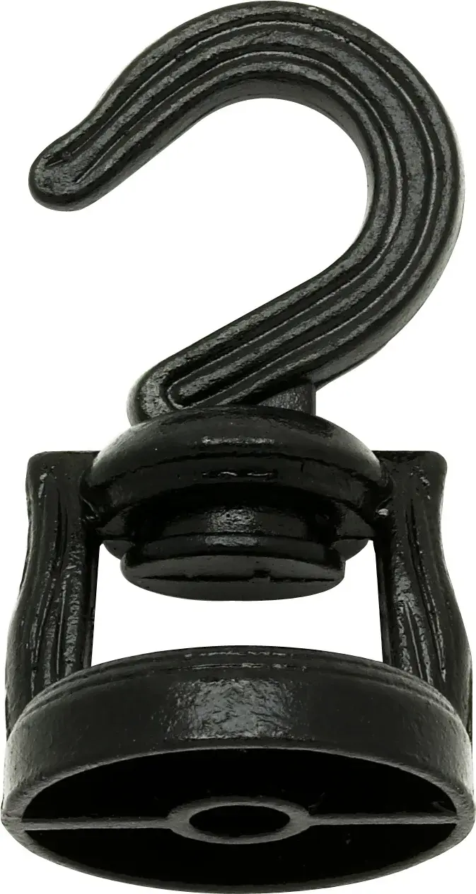 Die Cast Revolving Swivel Hooks - Black Finish - Kit Contains 1 Hook And Hardware - Image 1