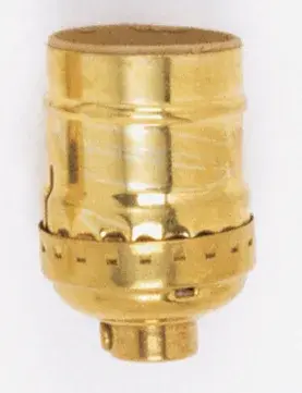 Short Keyless Socket - 1/8 IPS - 3 Piece Stamped Solid Brass - Polished Brass Finish - 660W - 250V - 250/10 Master