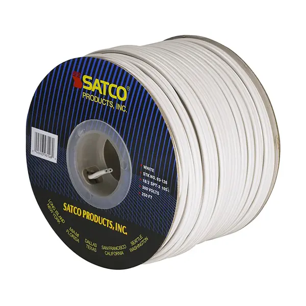 Lamp And Lighting Bulk Wire - 18/2 SPT-2 105C - 250 Foot/Spool - White