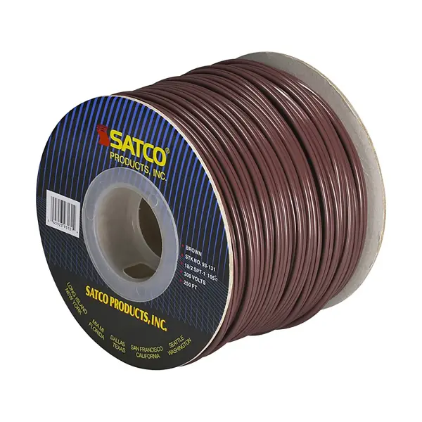 Lamp And Lighting Bulk Wire - 18/2 SPT-1 105C - 250 Foot/Spool - Brown