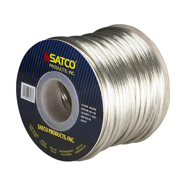 Lamp And Lighting Bulk Wire - 18/2 SPT-1 105C - 250 Foot/Spool - Clear Silver