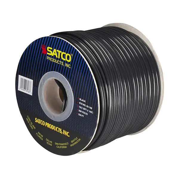 Lamp And Lighting Bulk Wire - 16/2 SPT-2 105C - 250 Foot/Spool - Black