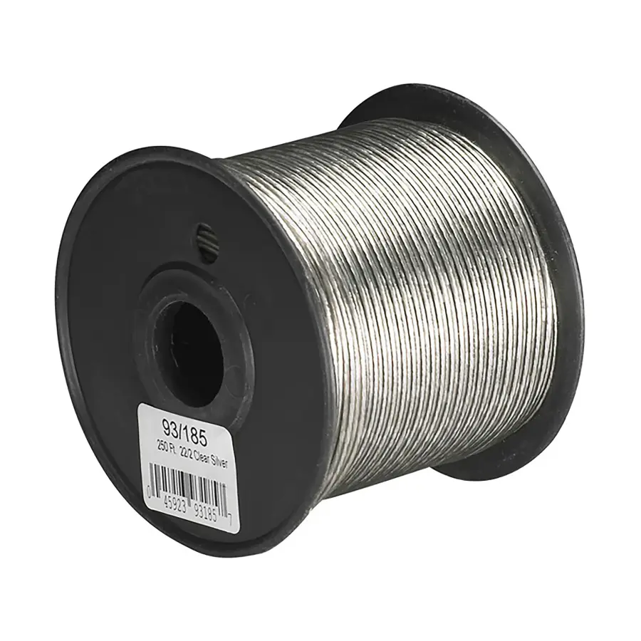 Lamp And Lighting Bulk Wire - 22/2 SPT-1 105C - 250 Foot/Spool - Clear Silver