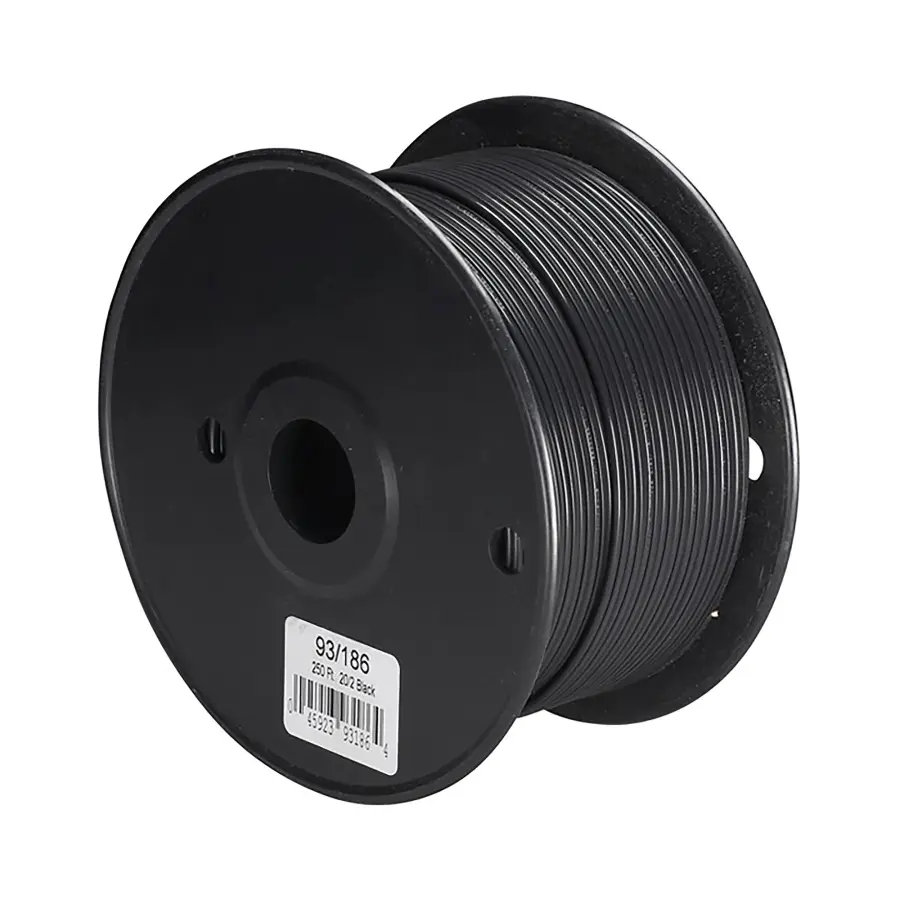 Lamp And Lighting Bulk Wire - 20/2 SPT-1 105C - 250 Foot/Spool - Black
