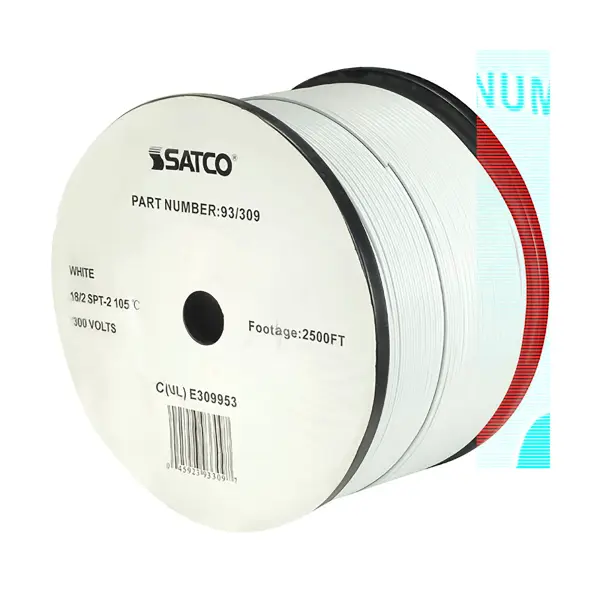 Lamp And Lighting Bulk Wire - 18/2 SPT-2 105C - 2500 Foot/Reel - White