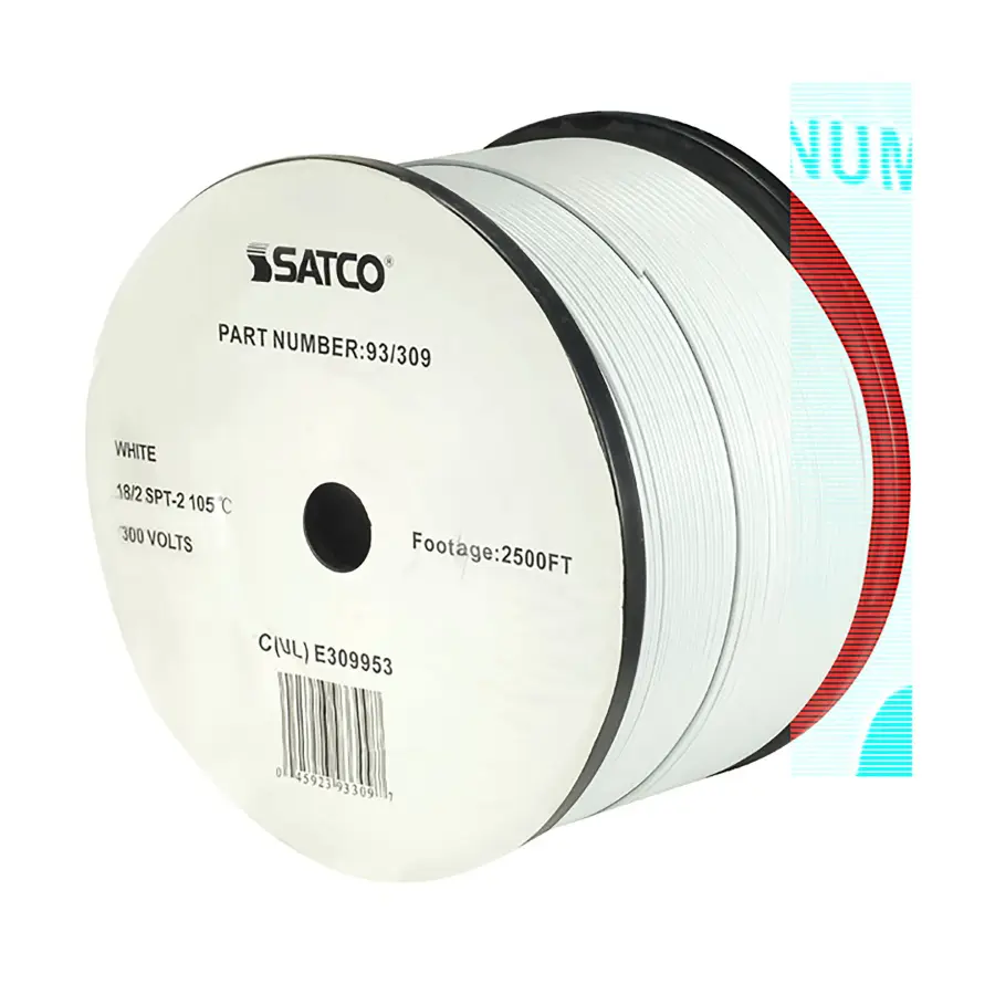 Lamp And Lighting Bulk Wire - 18/2 SPT-2 105C - 2500 Foot/Reel - White