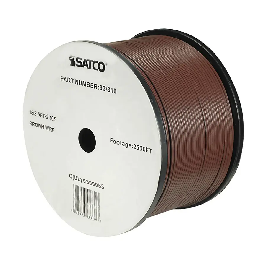 Lamp And Lighting Bulk Wire - 18/2 SPT-2 105C - 2500 Foot/Reel - Brown