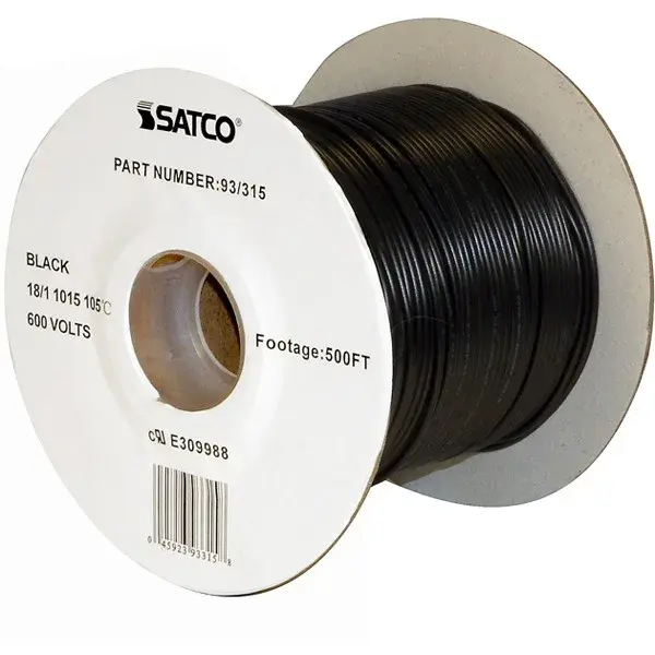 Lighting Bulk Wire - 18/1 Stranded AWM 105C UL 1015 - 500 Foot/Spool - Black - Image 1