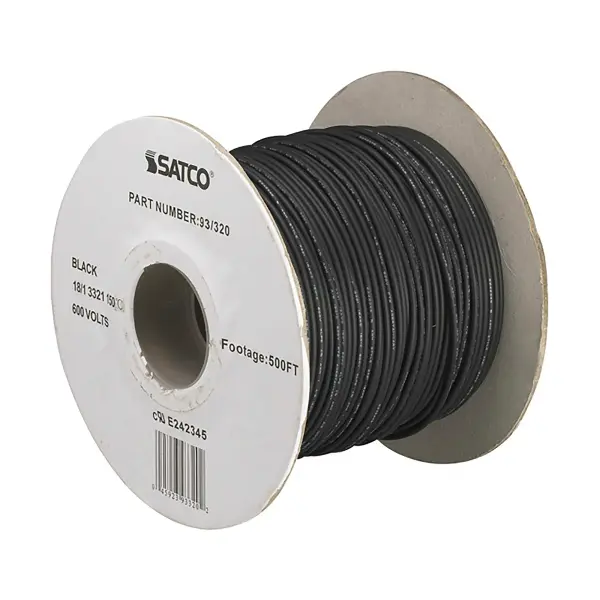 Lighting Bulk Wire - 18/1 Stranded AWM UL 3321 150C - 500 Foot/Spool - Black