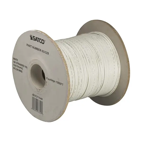 Lighting Bulk Wire - 18/1 Stranded UL 1316 105C AWM TFN-PVC Nylon - 1000 Foot/Spool - White