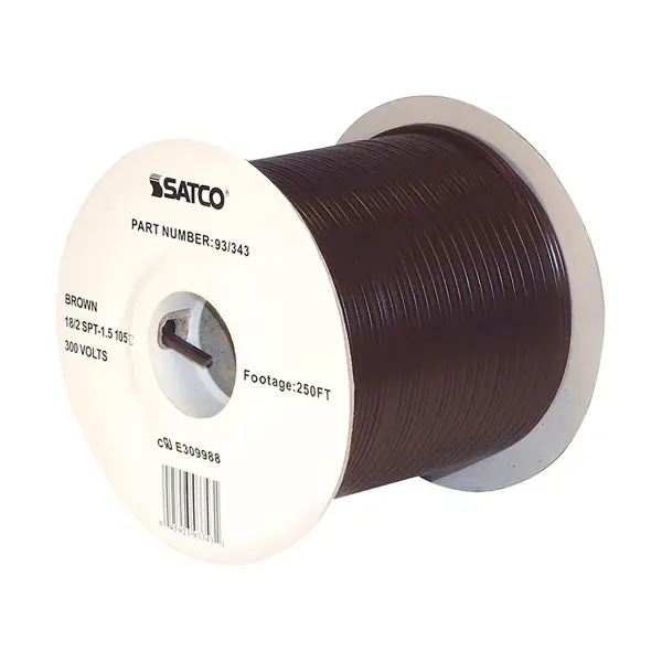 Lamp And Lighting Bulk Wire - 18/2 SPT-1.5 105C - 250 Foot/Spool - Brown