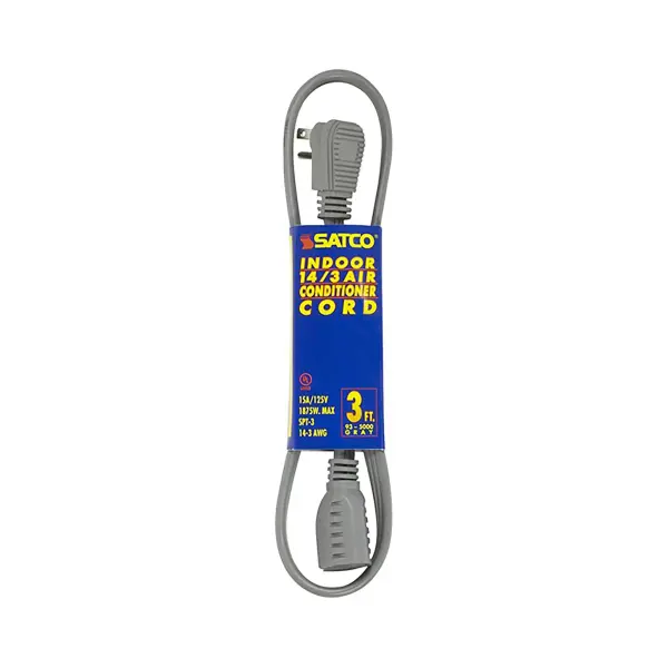 3 Foot Gray Heavy Duty Air Conditioner/Appliance Cord - 14/3 Ga. SPT-3 Gray Cord With Sleeve - 15A-125V - 1875W