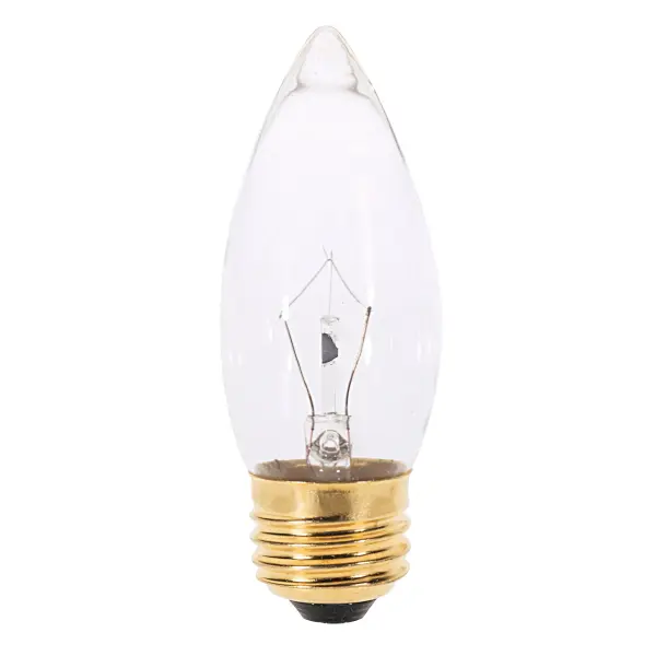 25 Watt B11 Incandescent - Clear - 2500 Average rated hours - 210 Lumens - Medium base - 130 Volt
