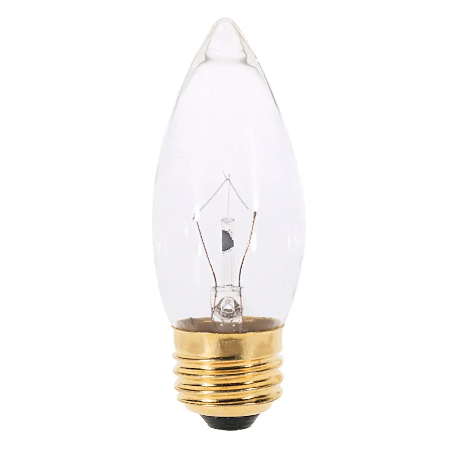 25 Watt B11 Incandescent - Clear - 2500 Average rated hours - 210 Lumens - Medium base - 130 Volt