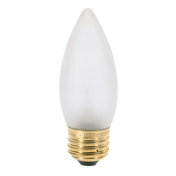25 Watt B11 Incandescent - Frost - 2500 Average rated hours - 200 Lumens - Medium base - 130 Volt