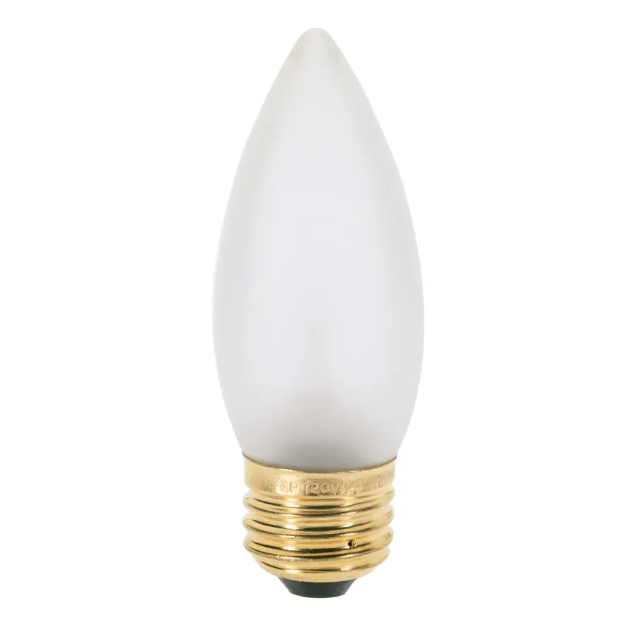 25 Watt B11 Incandescent - Frost - 2500 Average rated hours - 200 Lumens - Medium base - 130 Volt
