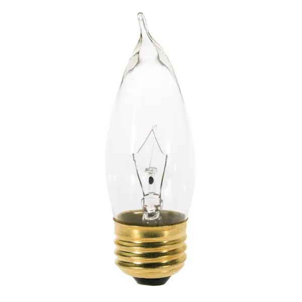 25 Watt CA10 Incandescent - Clear - 2500 Average rated hours - 210 Lumens - Medium base - 130 Volt