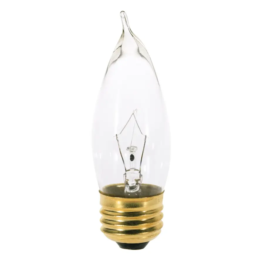 25 Watt CA10 Incandescent - Clear - 2500 Average rated hours - 210 Lumens - Medium base - 130 Volt