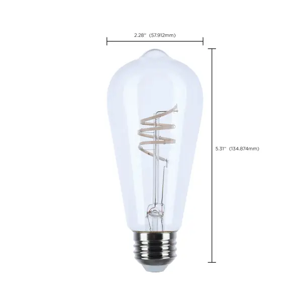 6 Watt LED - Reminiscent - Flex Gray Coil Filament - ST19 - Medium Base - 2700K CCT - Clear - 120 Volt - Image 3