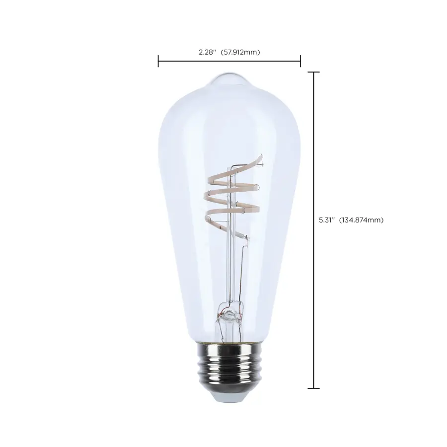 6 Watt LED - Reminiscent - Flex Gray Coil Filament - ST19 - Medium Base - 2700K CCT - Clear - 120 Volt - Image 3