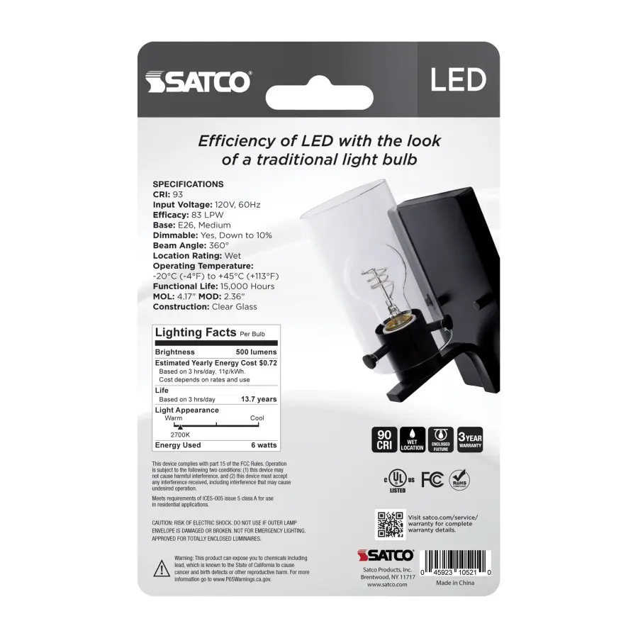 6 Watt LED - Reminiscent - Flex Gray Coil Filament - A19 - Medium Base - 2700K CCT - Clear - 120 Volt - Image 2