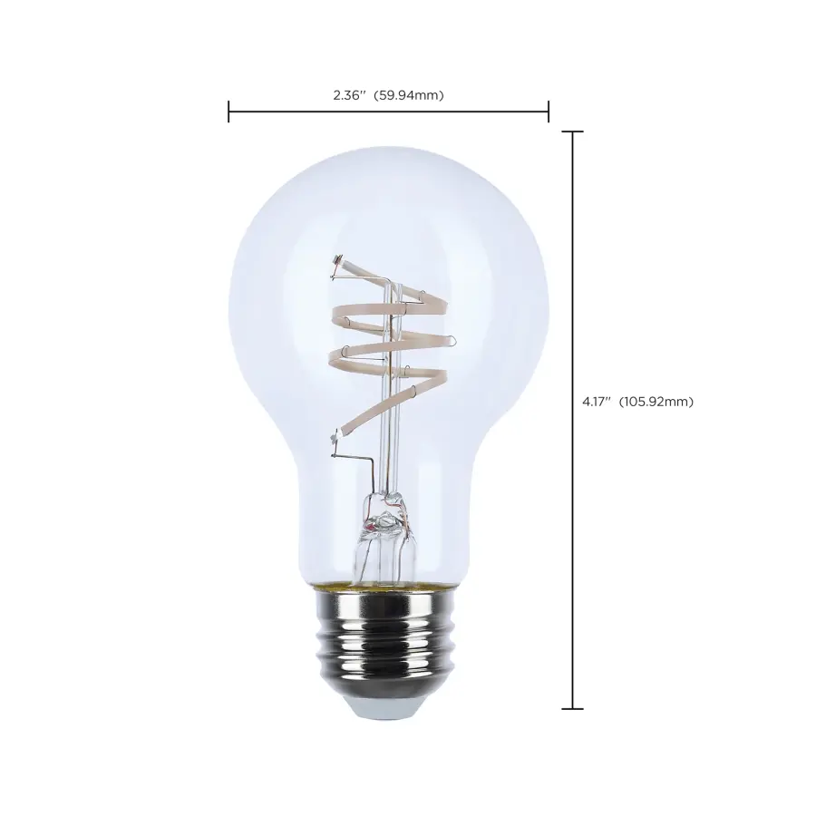 6 Watt LED - Reminiscent - Flex Gray Coil Filament - A19 - Medium Base - 2700K CCT - Clear - 120 Volt - Image 3