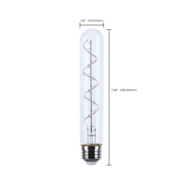 6 Watt LED - Reminiscent - Flex Gray Coil Filament - T9 - Medium Base - 2700K CCT - Clear - 120 Volt - 2-Pack - Image 3