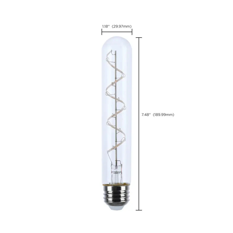 6 Watt LED - Reminiscent - Flex Gray Coil Filament - T9 - Medium Base - 2700K CCT - Clear - 120 Volt - 2-Pack - Image 3