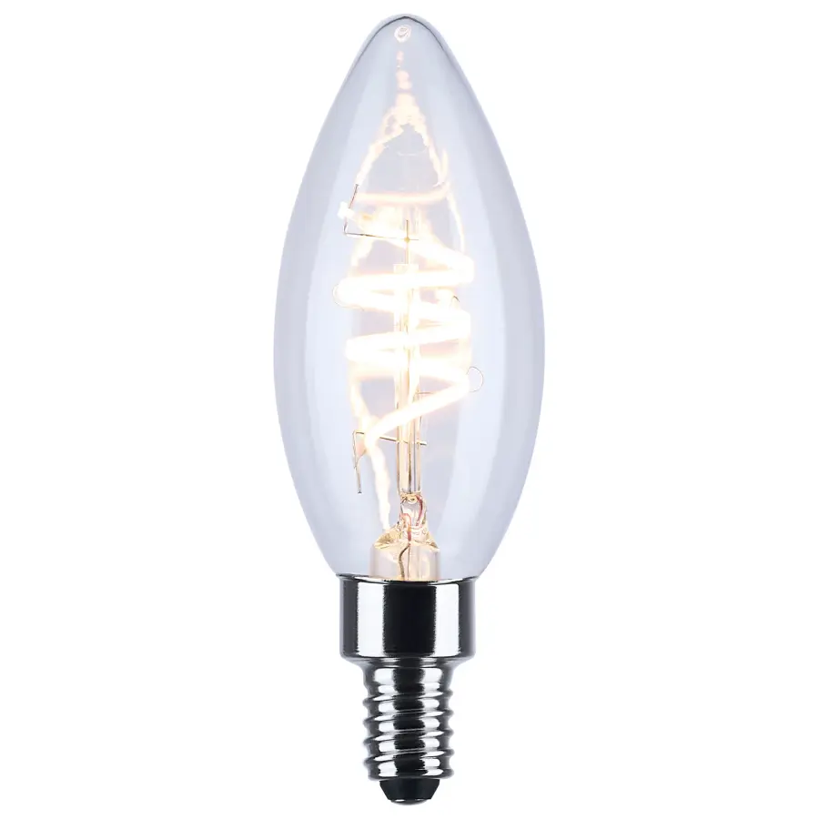 4 Watt B11 LED - Reminiscent - Flex Gray Coil Filament - E12 Base - 2700K - 120 Volt - 2 Pack - Image 2