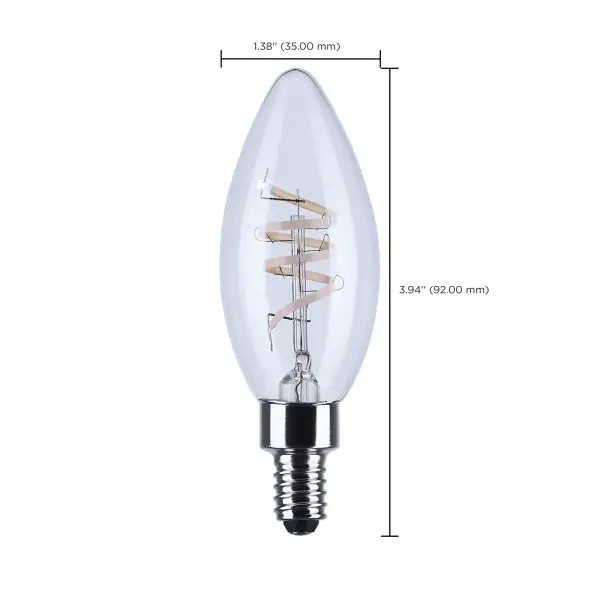 4 Watt B11 LED - Reminiscent - Flex Gray Coil Filament - E12 Base - 2700K - 120 Volt - 2 Pack - Image 5