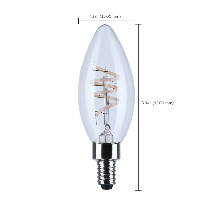 4 Watt B11 LED - Reminiscent - Flex Gray Coil Filament - E12 Base - 2700K - 120 Volt - 2 Pack - Image 5