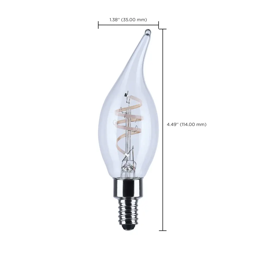 4 Watt CA11 LED - Reminiscent - Flex Gray Coil Filament - E12 Base - 2700K - 120 Volt - 2 Pack - Image 5