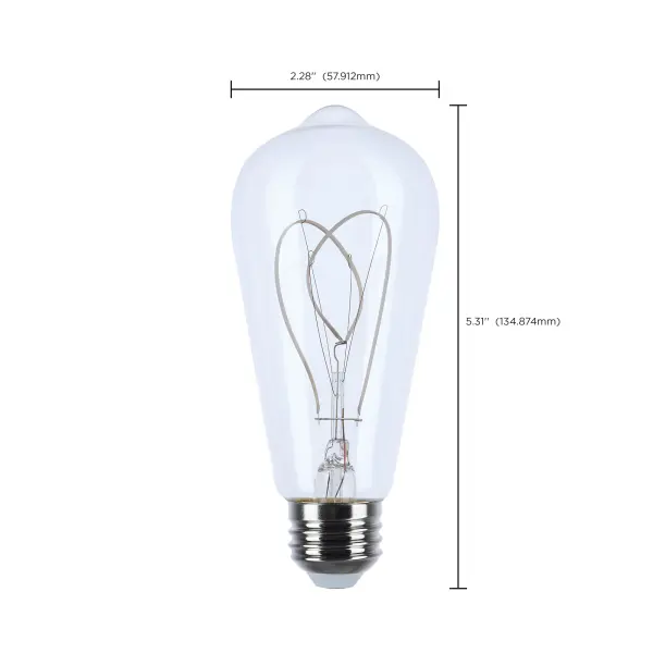 6 Watt LED - Reminiscent - Flex Gray Filament - ST19 Loop - Medium Base - 2700K CCT - Clear - 120 Volt - Image 3