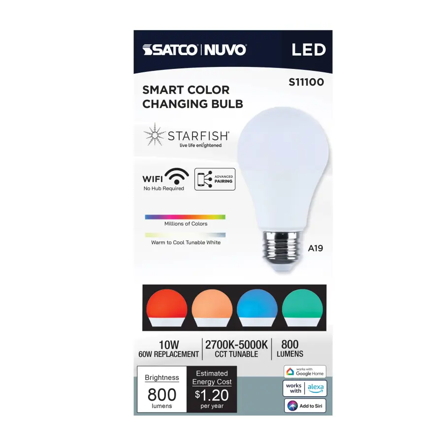 Starfish - 10 Watt LED A19 - 2700K-5000K RGBTW - Medium Base - 120 Volt - Image 19