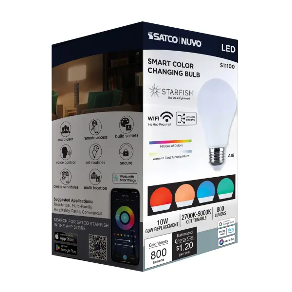 Starfish - 10 Watt LED A19 - 2700K-5000K RGBTW - Medium Base - 120 Volt - Image 24