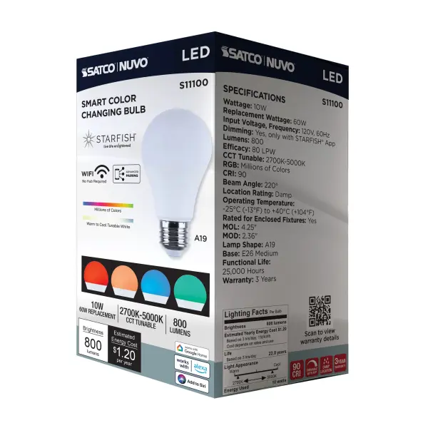 Starfish - 10 Watt LED A19 - 2700K-5000K RGBTW - Medium Base - 120 Volt - Image 25